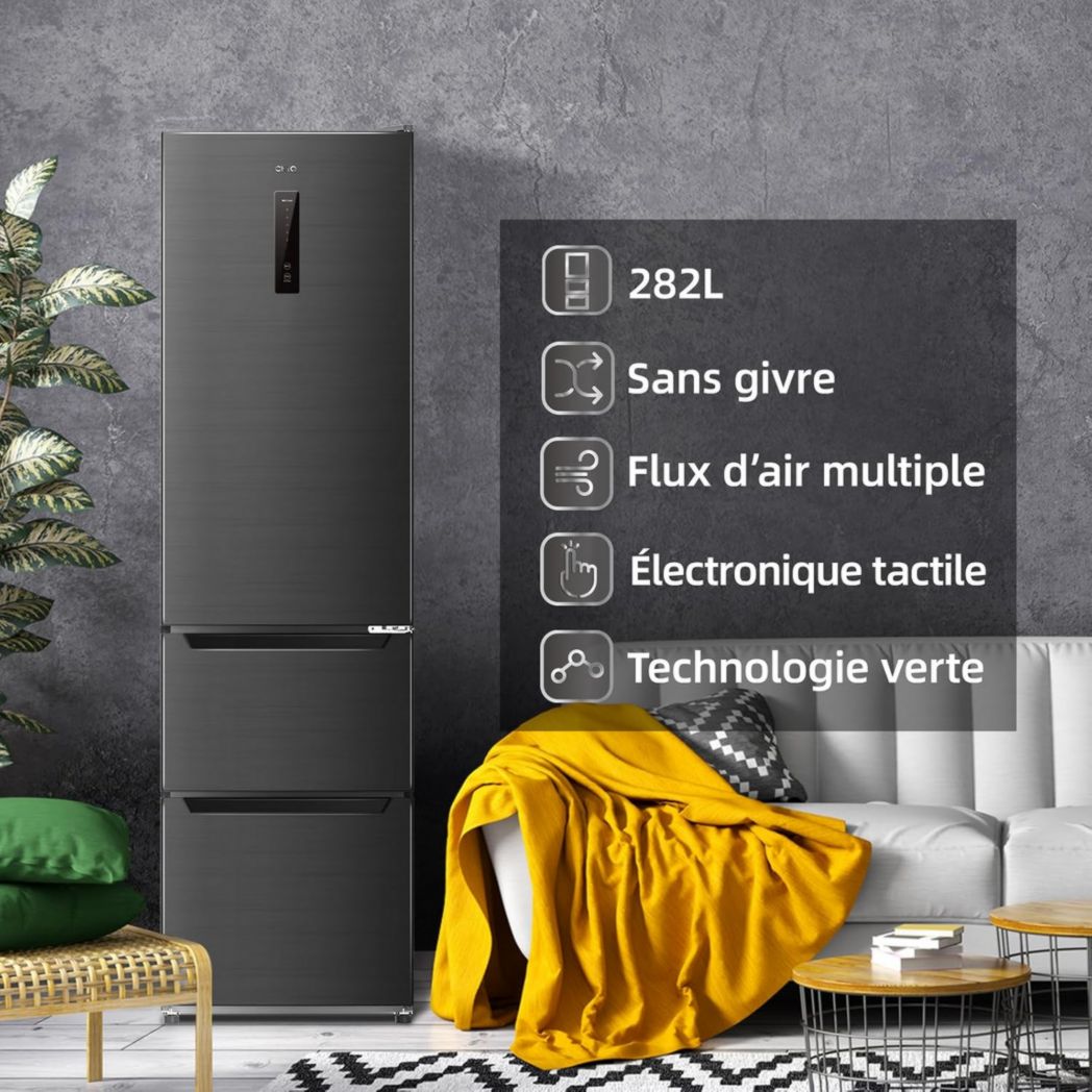 Réfrigérateur congélateur inférieur CHIQ CBM159LEBD 157 litres (109 + 48) Low Frost, faible bruit, refroidissement rapide, faible encombrement