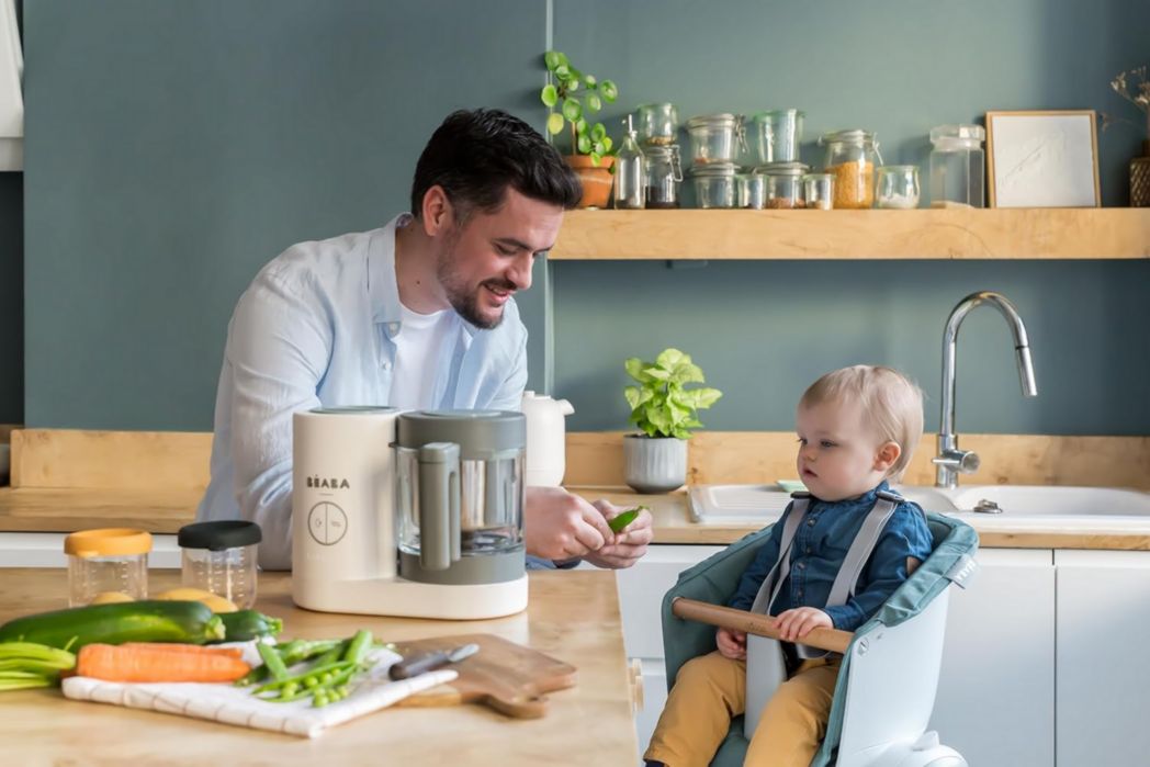 BÉABA, Babycook Néo, Mixeur et Cuiseur Vapeur 6 en 1, Robot Cuiseur Bébé Fabriqué en France, Bol en Verre, Cuve en Inox, Grande Capacité, Diversification des Aliments, Petits Pots Bébé Maison, Rapide, Eucalyptus