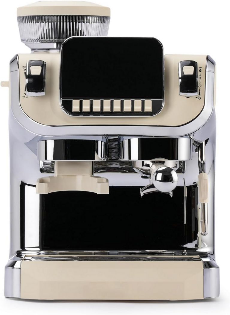 Machine à expresso Mcilpoog TC520 avec mousse de lait, machine à café semi-automatique avec moulin, machine à expresso facile à utiliser avec grand écran de 6 pouces, pompe à pression de 15 bars