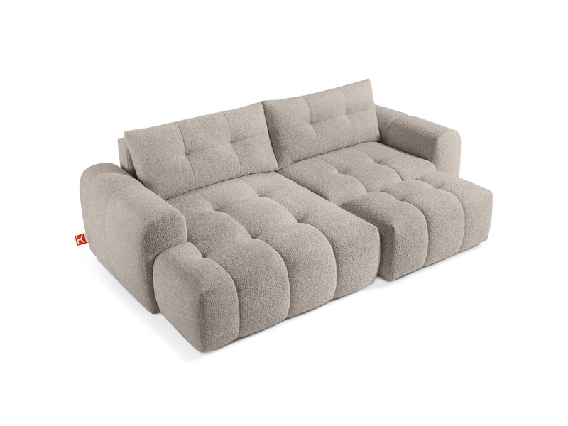 Ensemble canapé d'angle et pouf , convertible, gris