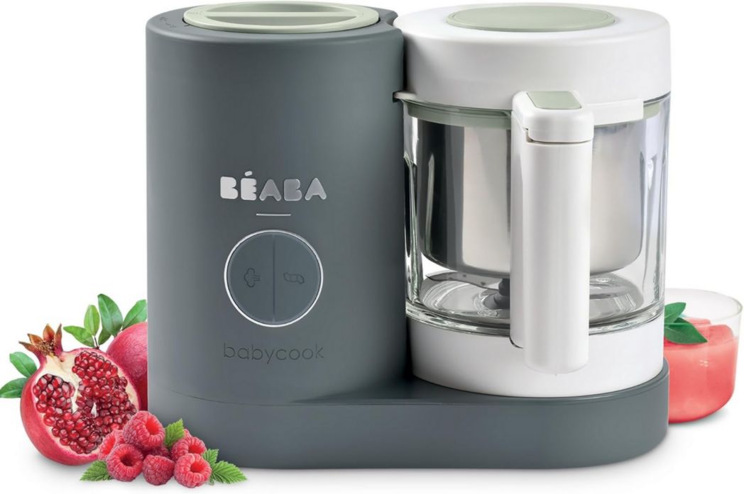 BÉABA, Babycook Néo, Mixeur et Cuiseur Vapeur 6 en 1, Robot Cuiseur Bébé Fabriqué en France, Bol en Verre, Cuve en Inox, Grande Capacité, Diversification des Aliments, Petits Pots Bébé Maison, Rapide, Eucalyptus