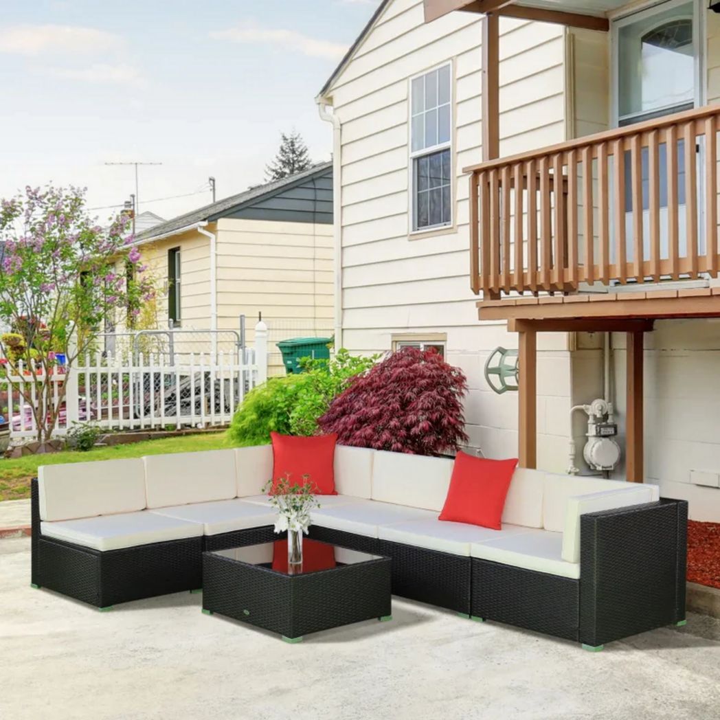 Ensemble de canapés d'extérieur sectionnels en osier