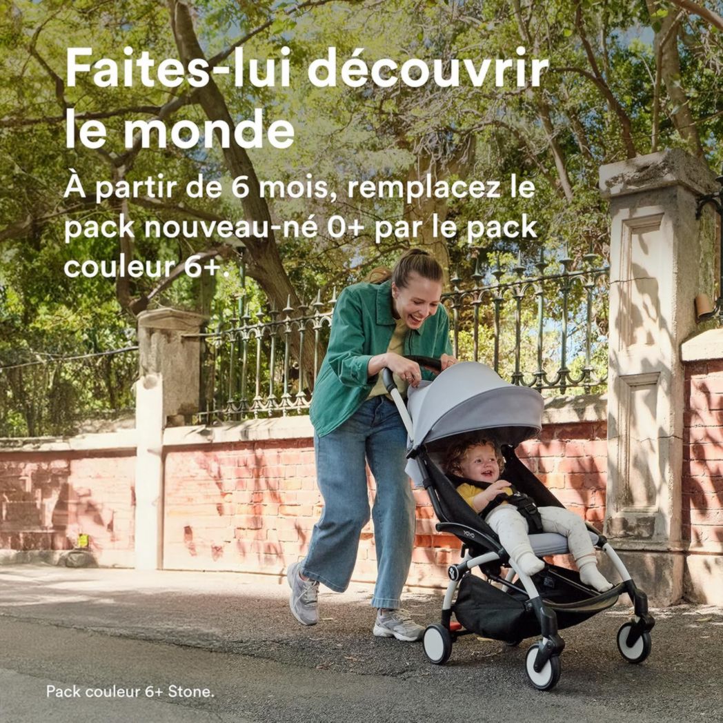 Poussette Stokke YOYO3 avec pack nouveau-né et pack couleur 6+ - Comprend un cadre noir, un pack couleur YOYO 6+ (gingembre) et un pack nouveau-né 0+ (gingembre)
