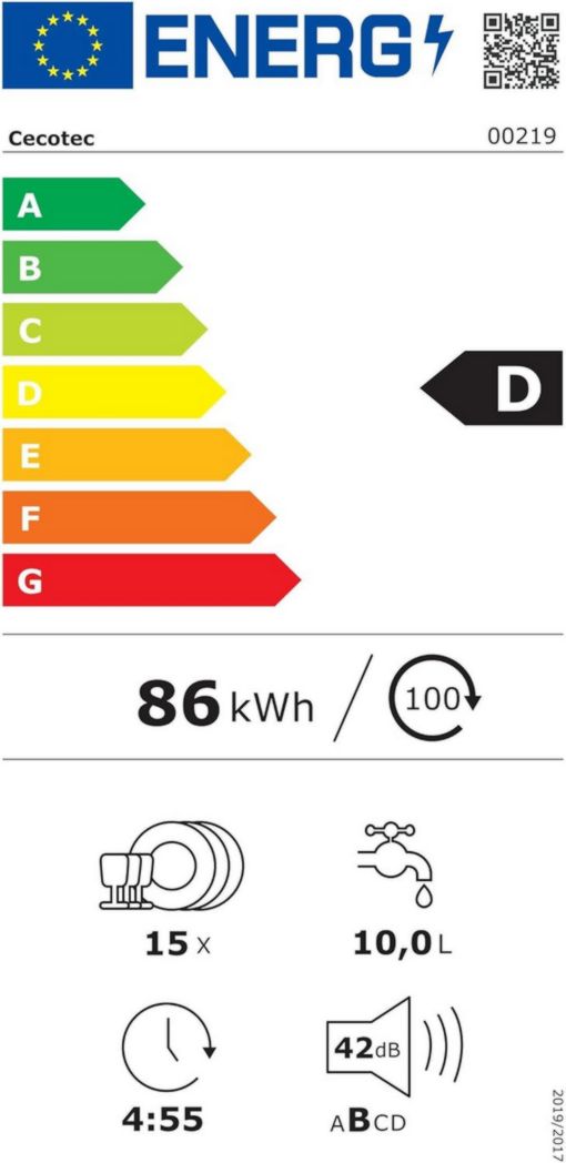 Lave-vaisselle Cecotec 60cm Bolero Aguazero 6700 B Lave-vaisselle blanc, 15 couverts, Classe B, moteur Inverter Plus, O2 Dry, Lavage Dual Zone, Plateau réglable, Turbo Dry+ et Demi-charge.