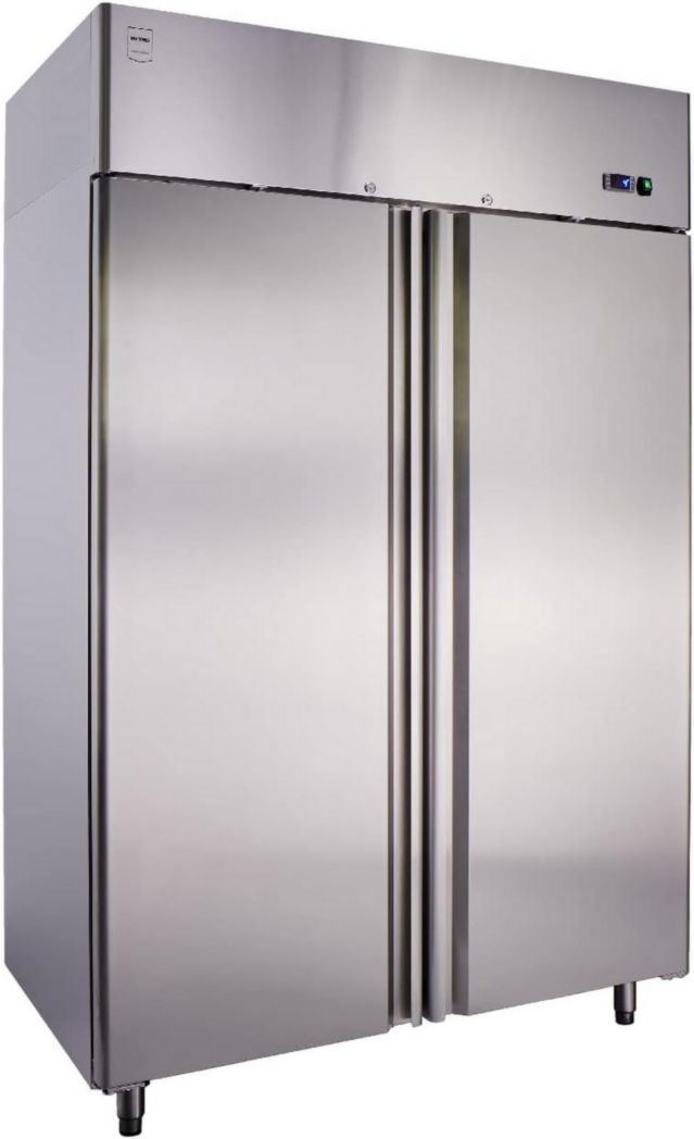 Armoire réfrigérée négative professionnelle METRO GFR1400, 131,4 x 80,5 x 206,5 cm, 940 L, refroidissement ventilé, 980 W, avec serrure, argent, réfrigérateur, congélateur, 2 portes, côte à côte