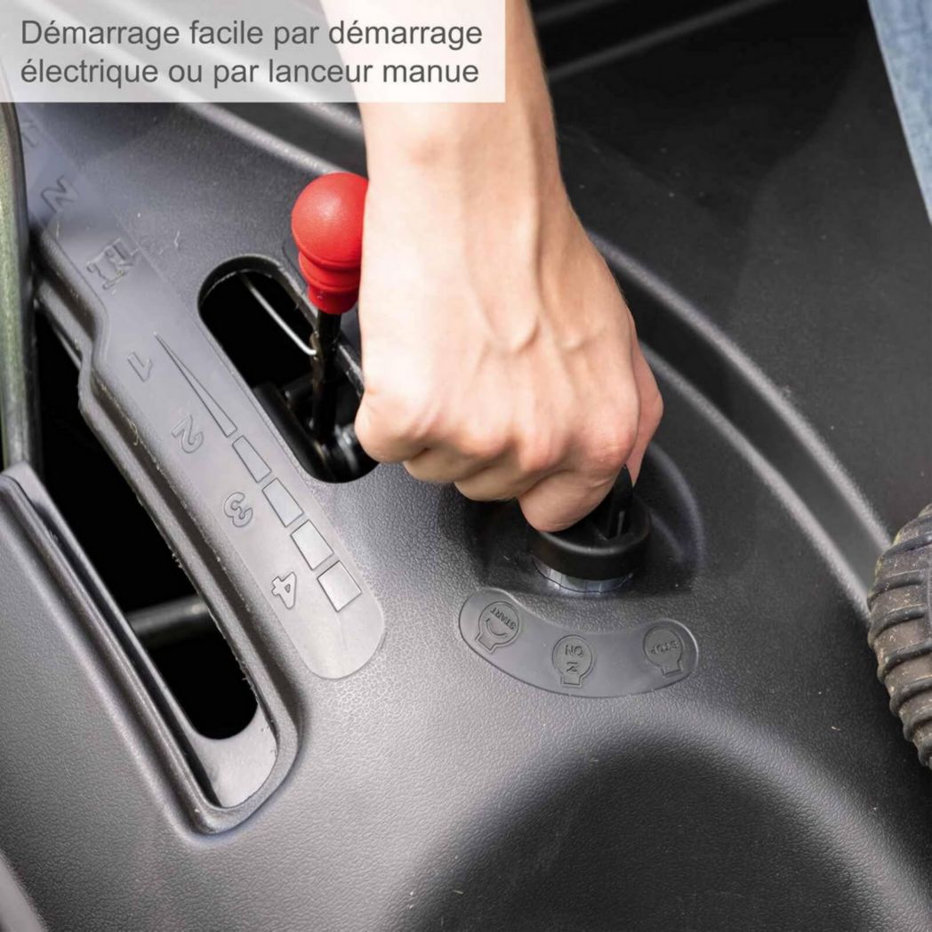 Tondeuse autoportée Scheppach MR196-61 – Moteur essence 4 temps 4,8 kW / 6,5 CV – Largeur de coupe 61 cm – 5 vitesses – Hauteur de coupe réglable