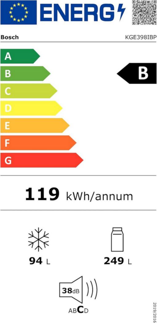 Bosch KGE398IBP - Série 6, Réfrigérateur combiné pose libre, 201 x 60 cm, acier inoxydable anti-traces de doigts
