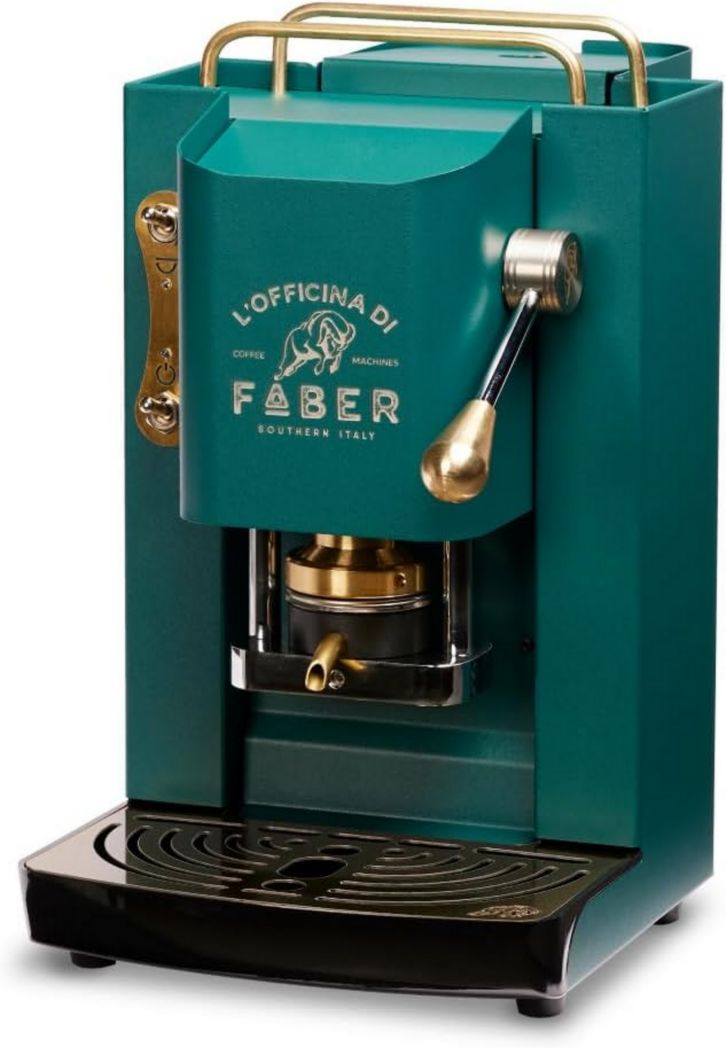 Machines à café Faber | Modèle Pro Total Inox Deluxe | Machine à café à dosettes 44 mm | Pressostat réglable en laiton | Électrovanne standard (laiton)