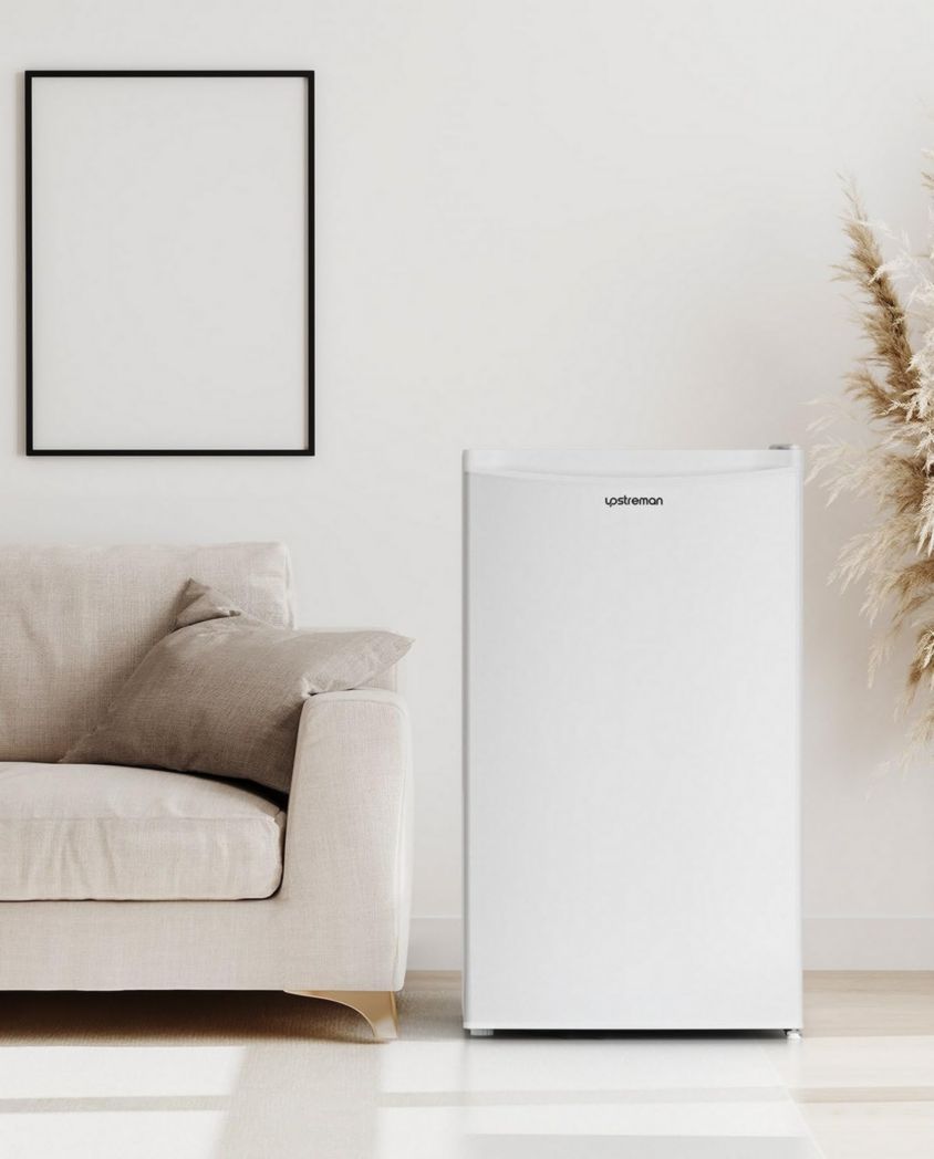 Mini-réfrigérateur Upstreman 91 L avec congélateur, thermostat réglable, pour petite pièce, réfrigérateur haut de gamme pour dortoir, bureau, blanc - BR321