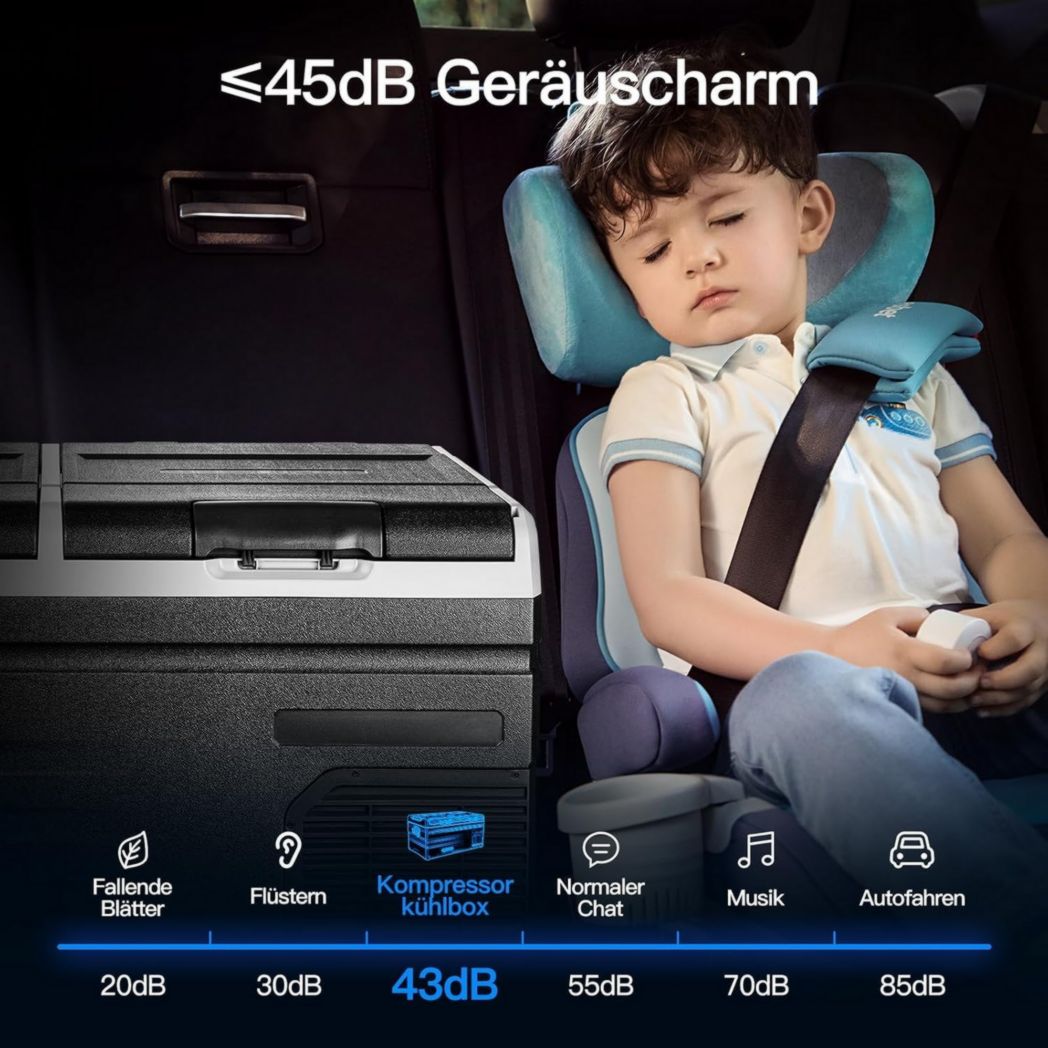 Glacière à compresseur AAOBOSI 46 L, glacière électrique à deux zones, 12 V/24 V et 100-240 V, réfrigérateur de camping, -20 °C à 20 °C, pour voiture, camion, bateau, camping-car