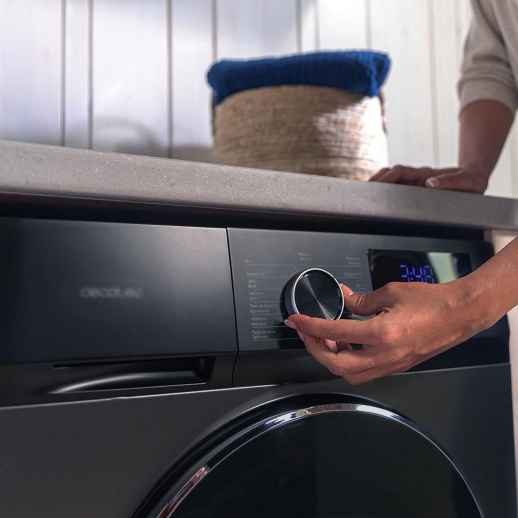 Cecotec Bolero Dresscode 10500 Inverter Steel A. Lave-linge 10 kg Acier, 1400 tr/min, moteur Inverter Plus, Vapeur, Classe A.