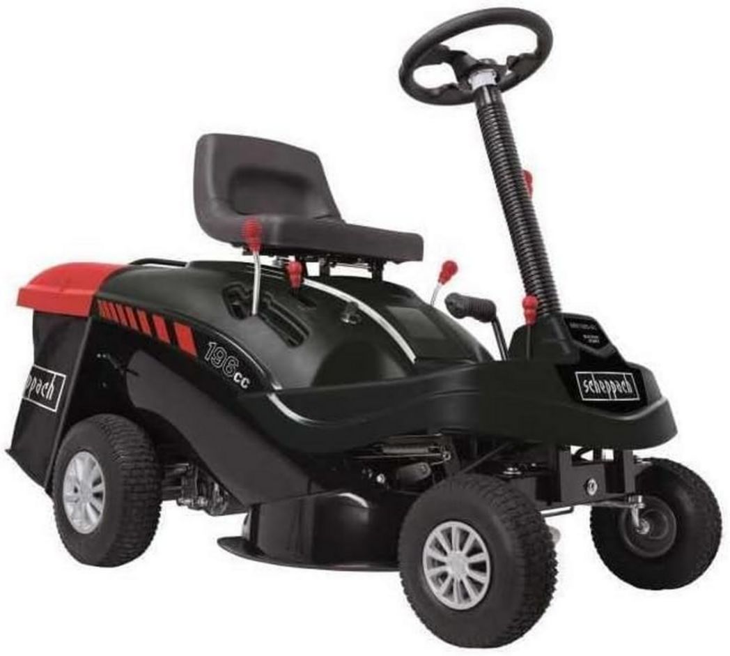 Tondeuse autoportée Scheppach MR196-61 – Moteur essence 4 temps 4,8 kW / 6,5 CV – Largeur de coupe 61 cm – 5 vitesses – Hauteur de coupe réglable