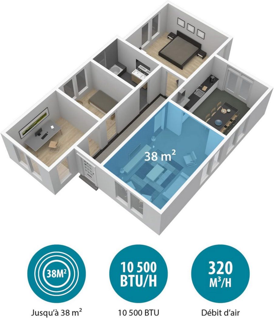 Climatiseur portable Tristar AC-5560, 10 000 BTU et 2,9 kW, fonctions de refroidissement, de déshumidification, de ventilation et de chauffage