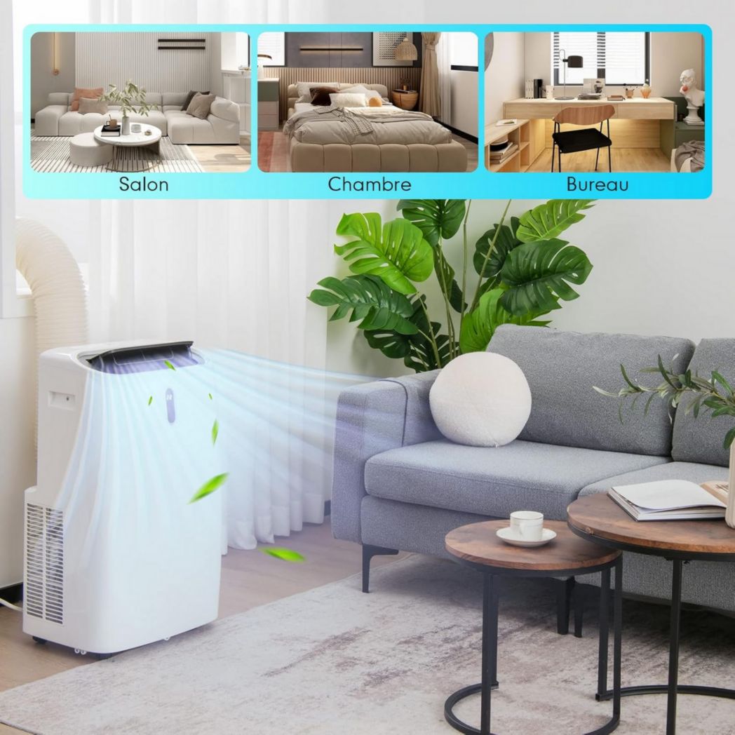 Climatiseur portable GOPLUS 16 000 BTU 4,7 kW 5 en 1 Fonctions : refroidissement, chauffage, déshumidification, ventilation, mode nuit, minuterie 24 h, télécommande/écran, 45-50 m², R290