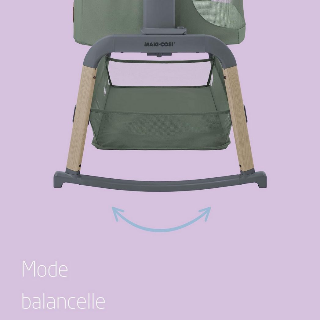 Lit cododo Maxi-Cosi Iora, lit cododo pliable pour bébé, 0-6 mois, 9 kg max, 4 positions d'inclinaison et 5 hauteurs, système coulissant, matelas confort, grand panier, facile à transporter, Essential Graphite