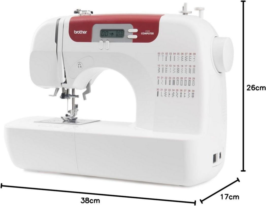 Machine à coudre électronique CS10S, blanche/rouge