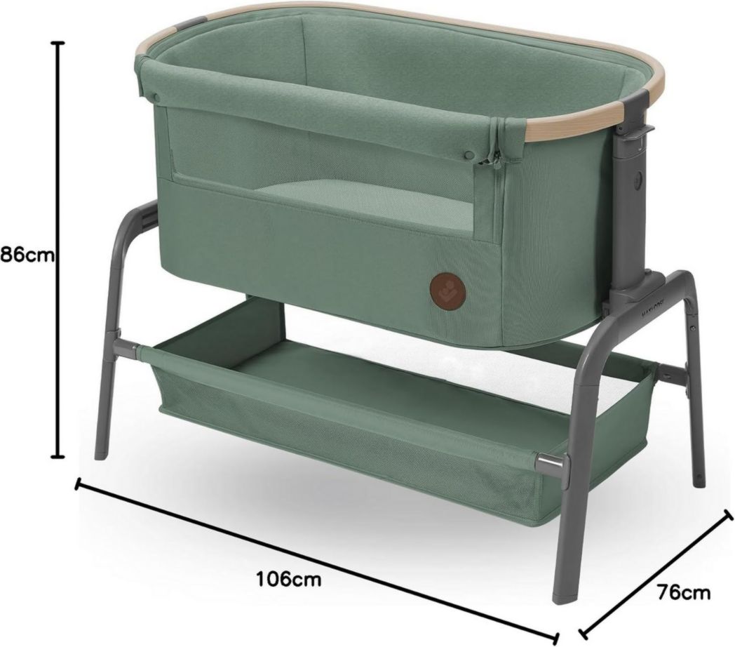 Lit cododo Maxi-Cosi Iora, lit cododo pliable pour bébé, 0-6 mois, 9 kg max, 4 positions d'inclinaison et 5 hauteurs, système coulissant, matelas confort, grand panier, facile à transporter, Essential Graphite