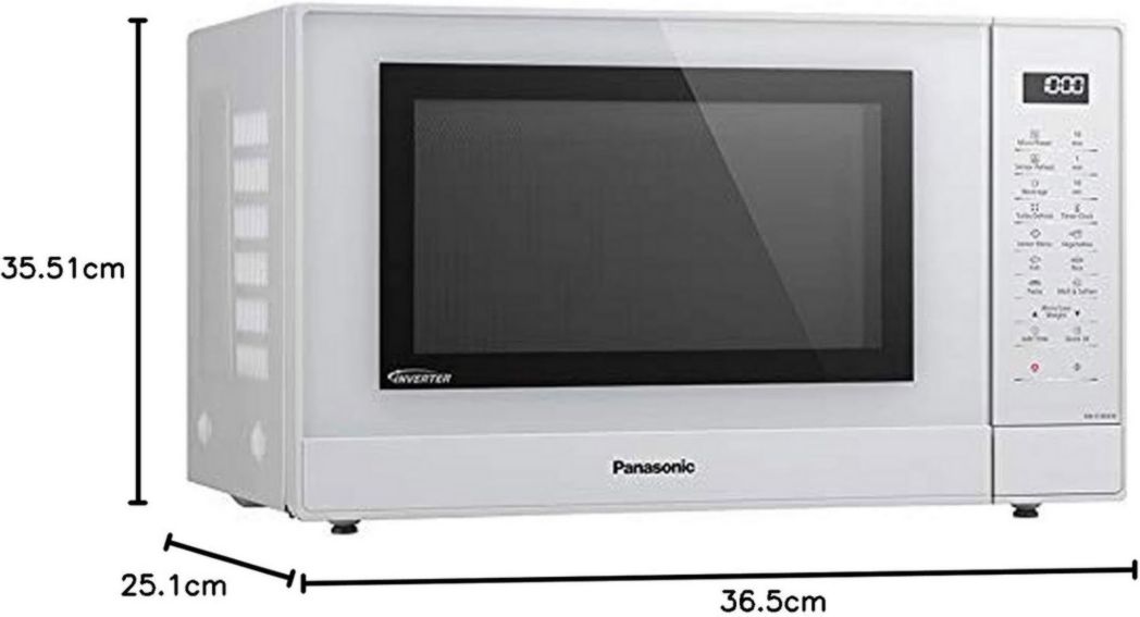 Four à micro-ondes et grill Panasonic NN-GT46KBSUG avec plateau tournant, 31 litres, acier inoxydable, 1 000 W, puissance du gril : 1 100 W, 24 programmes automatiques, écran LCD, capteur Genius, menu Junior, noir
