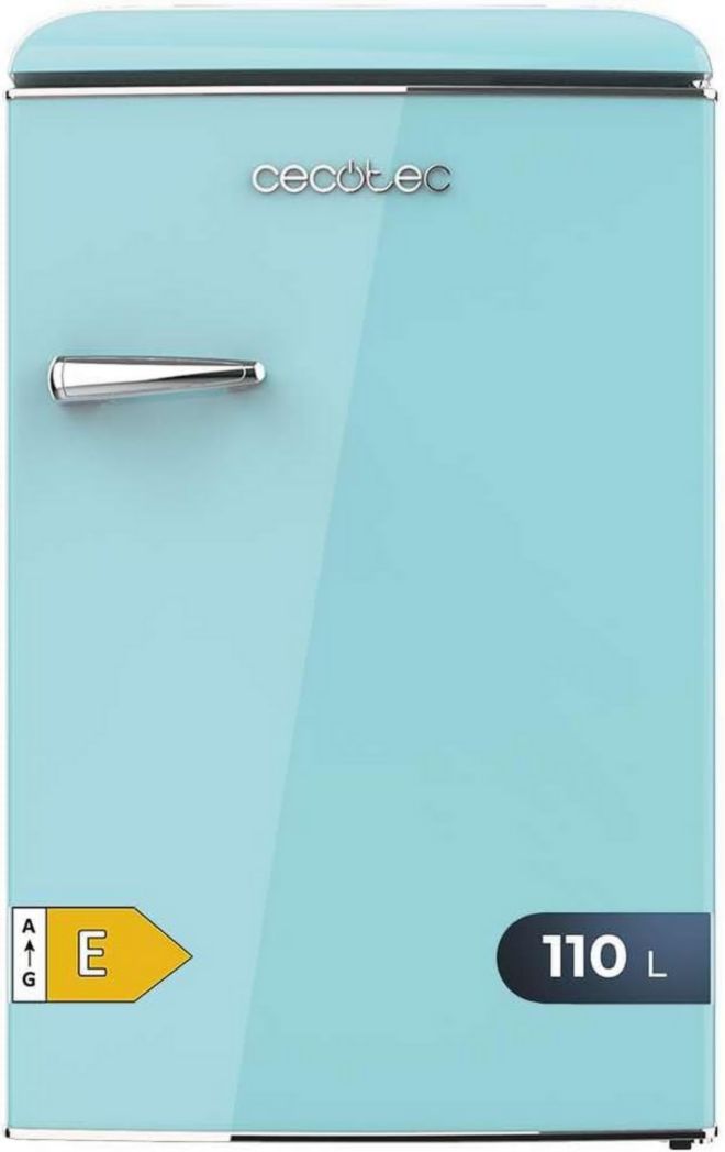 Mini-réfrigérateur Cecotec Bolero CoolMarket TT Origin 45 Rouge. Réfrigérateur de table rétro 45 L, 55 cm de haut, 44,7 cm de large, classe énergétique E, bac à glaçons et poignée chromée, rouge.