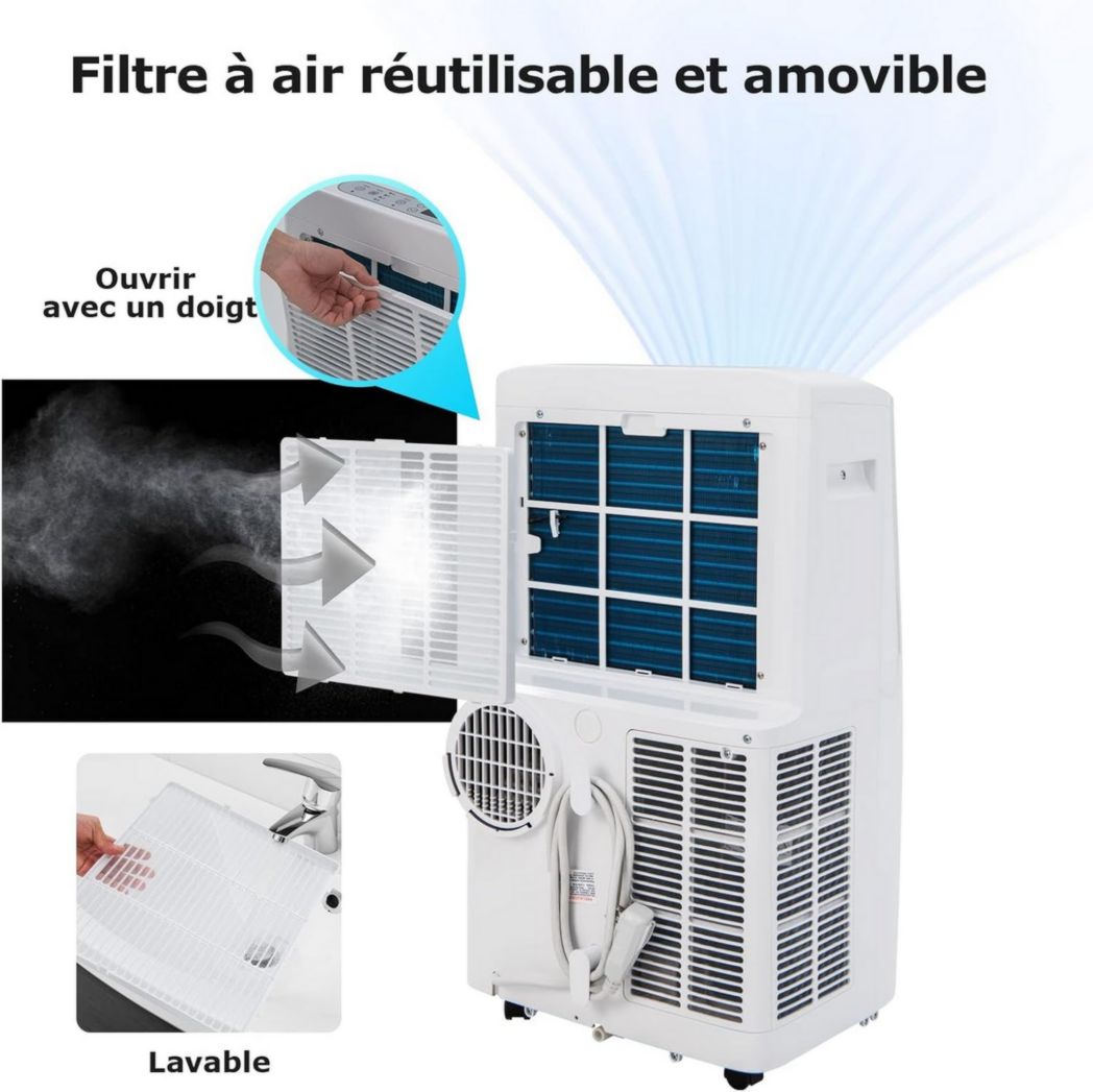 Climatiseur portable GOPLUS 16 000 BTU 4,7 kW 5 en 1 Fonctions : refroidissement, chauffage, déshumidification, ventilation, mode nuit, minuterie 24 h, télécommande/écran, 45-50 m², R290