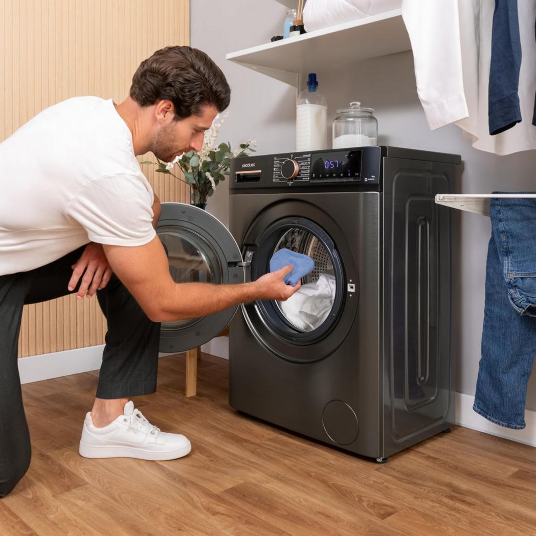 Lave-linge Cecotec 8 kg Bolero DressCode 8610 Inverter Steel A. Chargement frontal, 1400 tr/min, SteamMax, moteur Inverter Plus, 15 programmes, OnSmart, Stop&Go, DrumClean, revêtement antibactérien