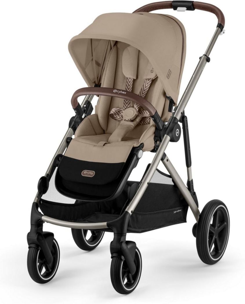 Poussette CYBEX Gold GAZELLE S, de la naissance à environ 4 ans, max. 22 kg (mode simple) / 2 x 22 kg (mode duo), système tout-en-un avec plus de 20 configurations, beige amande