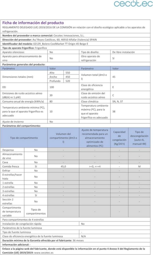 Mini-réfrigérateur Cecotec Bolero CoolMarket TT Origin 45 Rouge. Réfrigérateur de table rétro 45 L, 55 cm de haut, 44,7 cm de large, classe énergétique E, bac à glaçons et poignée chromée, rouge.