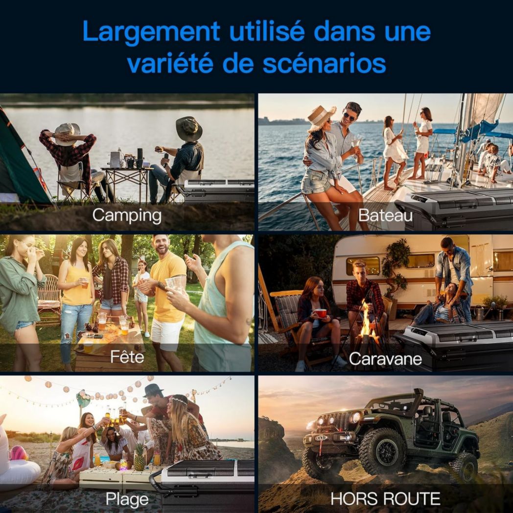 Glacière électrique double zone AAOBOSI 115 L, compresseur WiFi, 12 V/24 V et 100-240 V, pour camping, -20 °C à 20 °C, pour voiture, camion, bateau, camping, caravane, voyage, maison