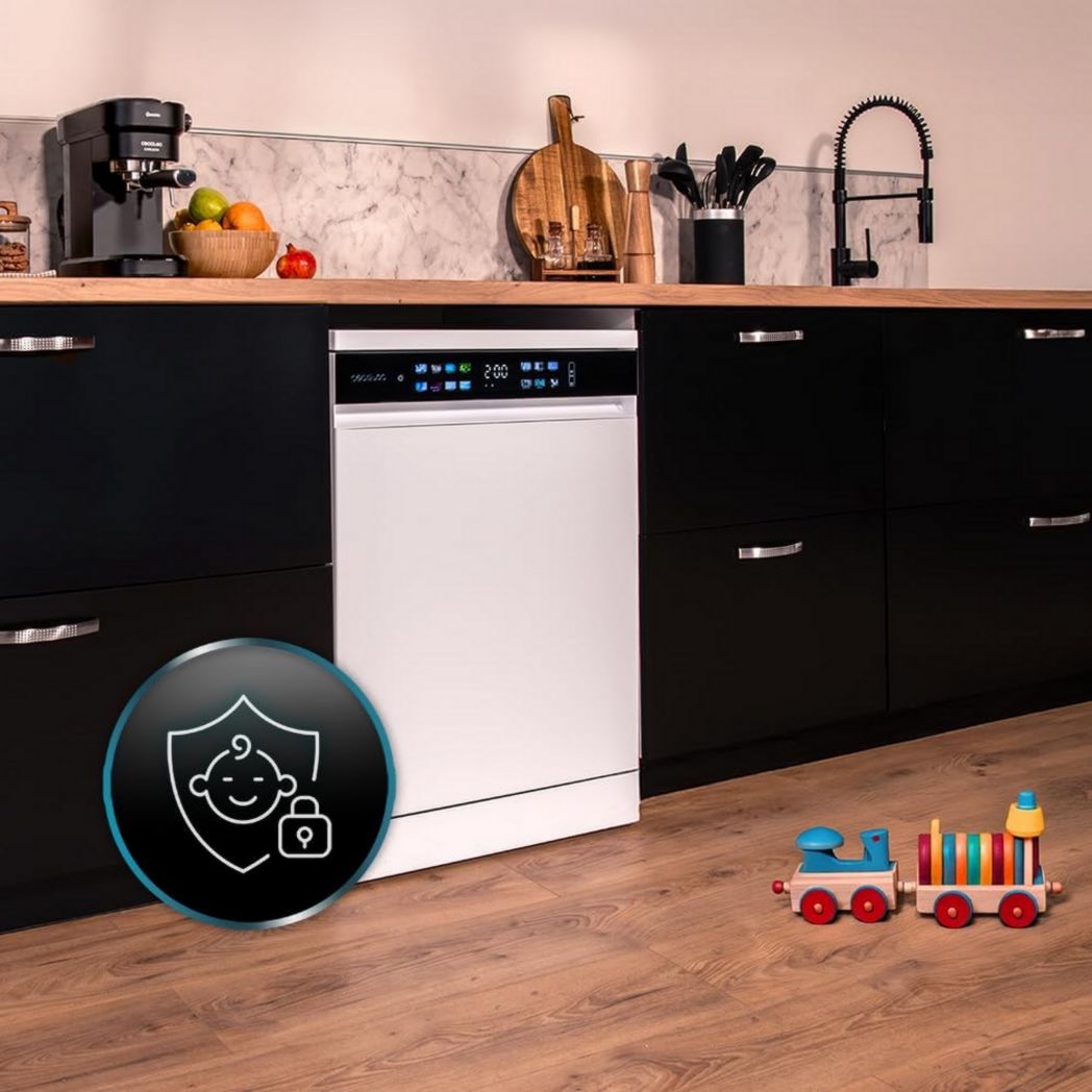 Lave-vaisselle Cecotec 60cm Bolero Aguazero 6700 B Lave-vaisselle blanc, 15 couverts, Classe B, moteur Inverter Plus, O2 Dry, Lavage Dual Zone, Plateau réglable, Turbo Dry+ et Demi-charge.