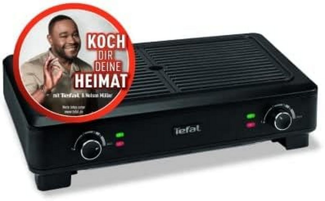 Barbecue électrique d'intérieur Tefal TG900812, presque sans fumée ni odeur, noir, taille unique