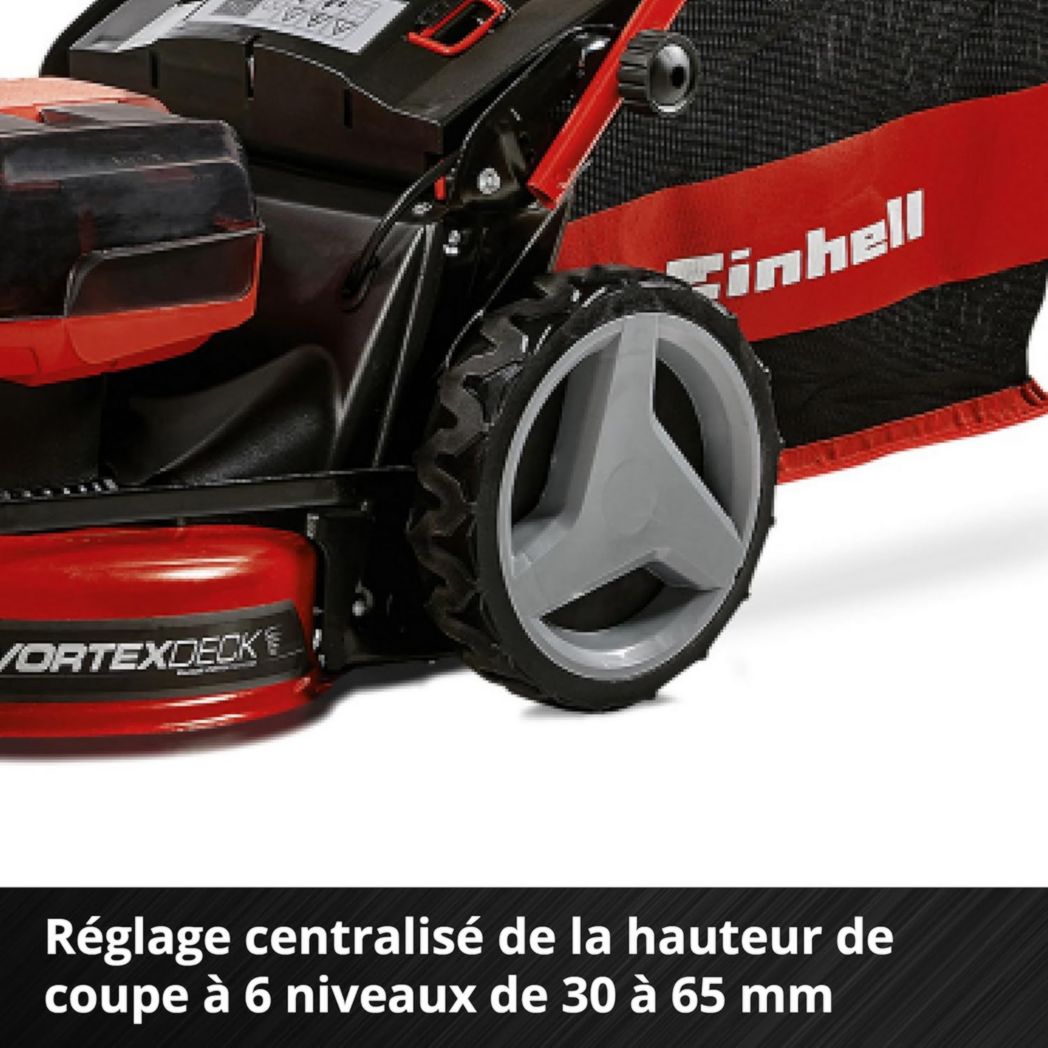 Tondeuse à gazon professionnelle sans fil Einhell GP-CM 36/47 S HW Li Power X-Change (36 V, largeur de coupe 47 cm, autotractée, moteur sans balais) Livrée avec 4 batteries 4,0 Ah et 2 chargeurs doubles