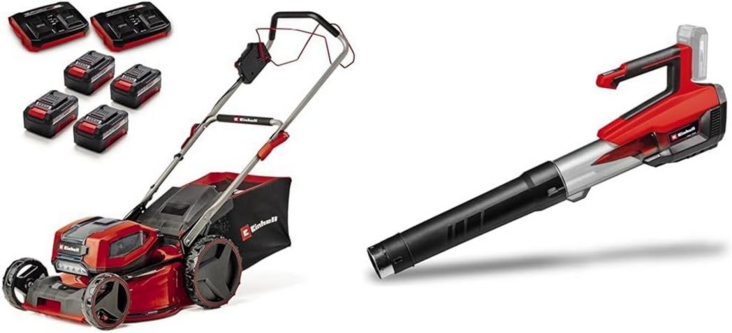 Tondeuse à gazon professionnelle sans fil Einhell GP-CM 36/47 S HW Li Power X-Change (36 V, largeur de coupe 47 cm, autotractée, moteur sans balais) Livrée avec 4 batteries 4,0 Ah et 2 chargeurs doubles