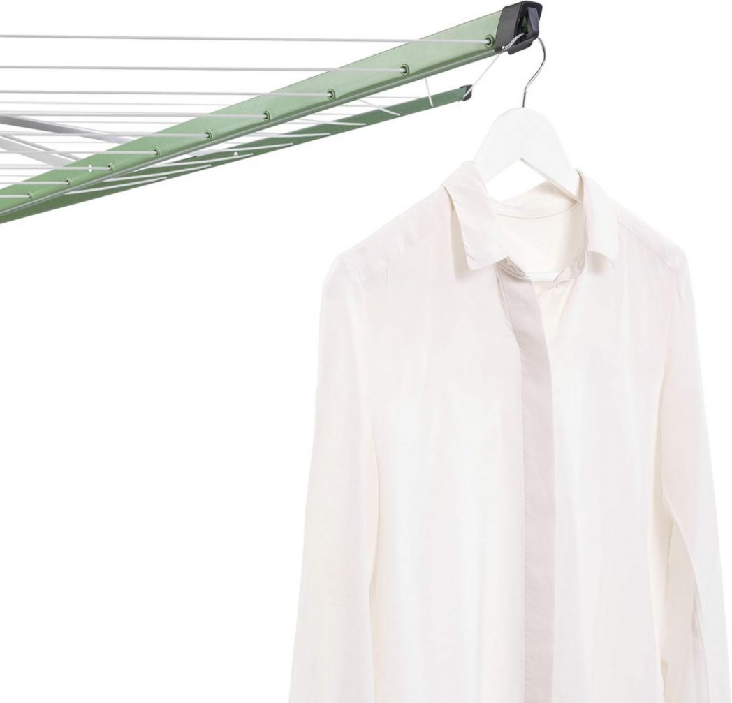 Brabantia - Séchoir à linge Lift-O-Matic - Étendoir à linge d'extérieur - Antidérapant - Résistant aux UV, 60 m - Rotation fluide - Pratique - Douille métallique à planter - Gris métallisé - 295 cm