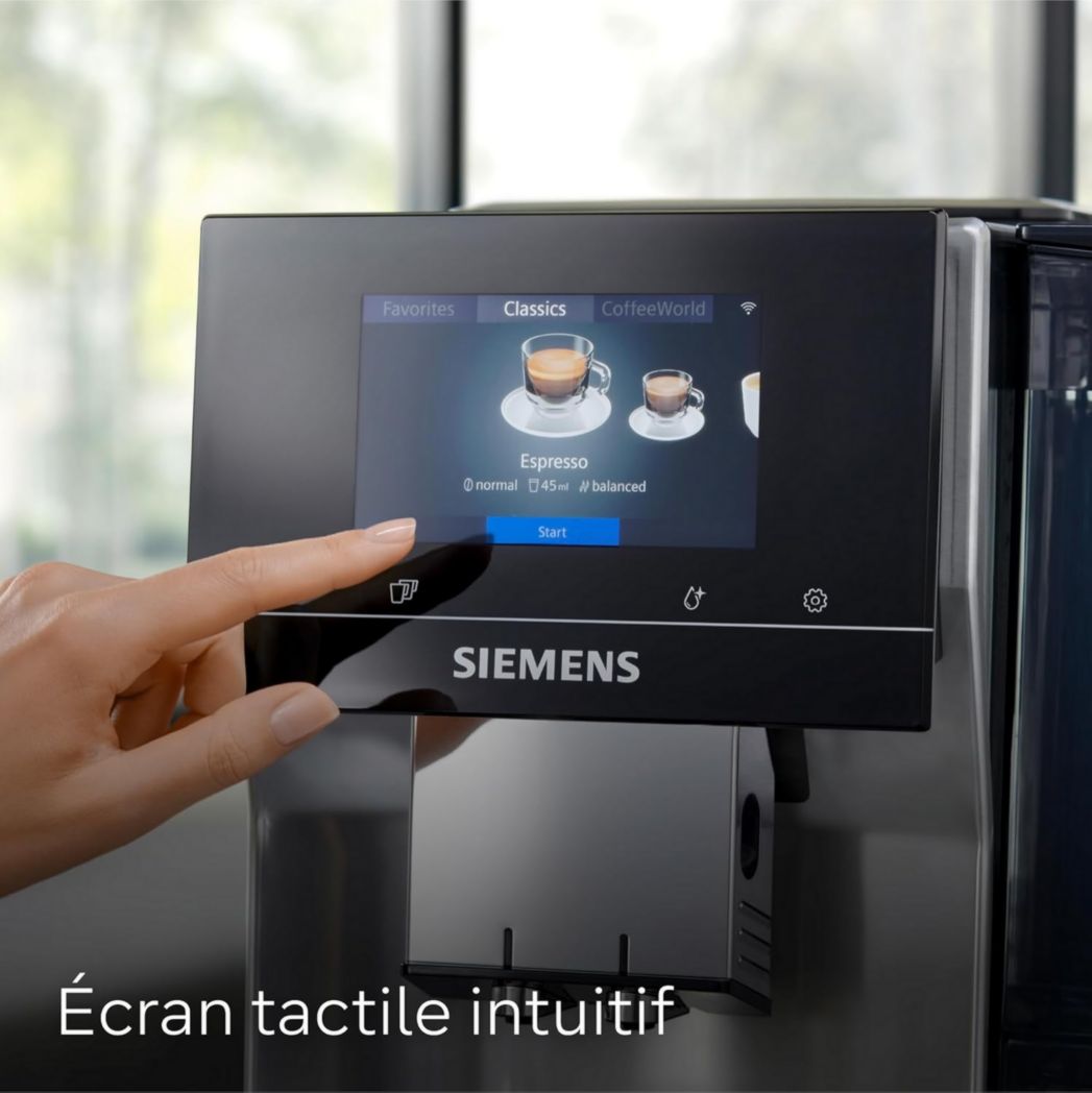 SIEMENS, machine à café à grains entièrement automatique, EQ700, écran iSelect, coffeeWorld, avec Cold Brew et Slow Brew, cappuccinatore, Home Connect, gris anthracite, TP715R01 classic