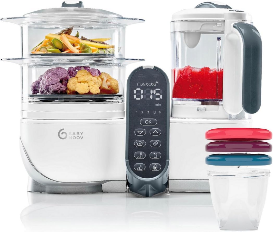 Babymoov Nutribaby(+), Robot cuiseur multifonction 6 en 1 pour bébé, cuiseur vapeur, grande capacité 2,2 L, petits pots maison, idéal pour diversifier les repas, vert opale
