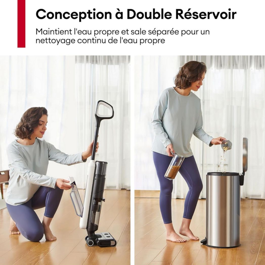 Aspirateur balai sans fil Ultenic AC1 Elite, 3 en 1, eau et poussière, léger, autonomie de 50 minutes, grand réservoir de 1,15 L, idéal pour les saletés tenaces et les sols durs.