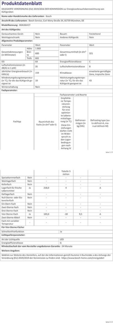 Réfrigérateur combiné pose libre Bosch KGN39AIAT, Série 6, 363 L, 203 x 60 (H x L), acier inoxydable anti-traces de doigts