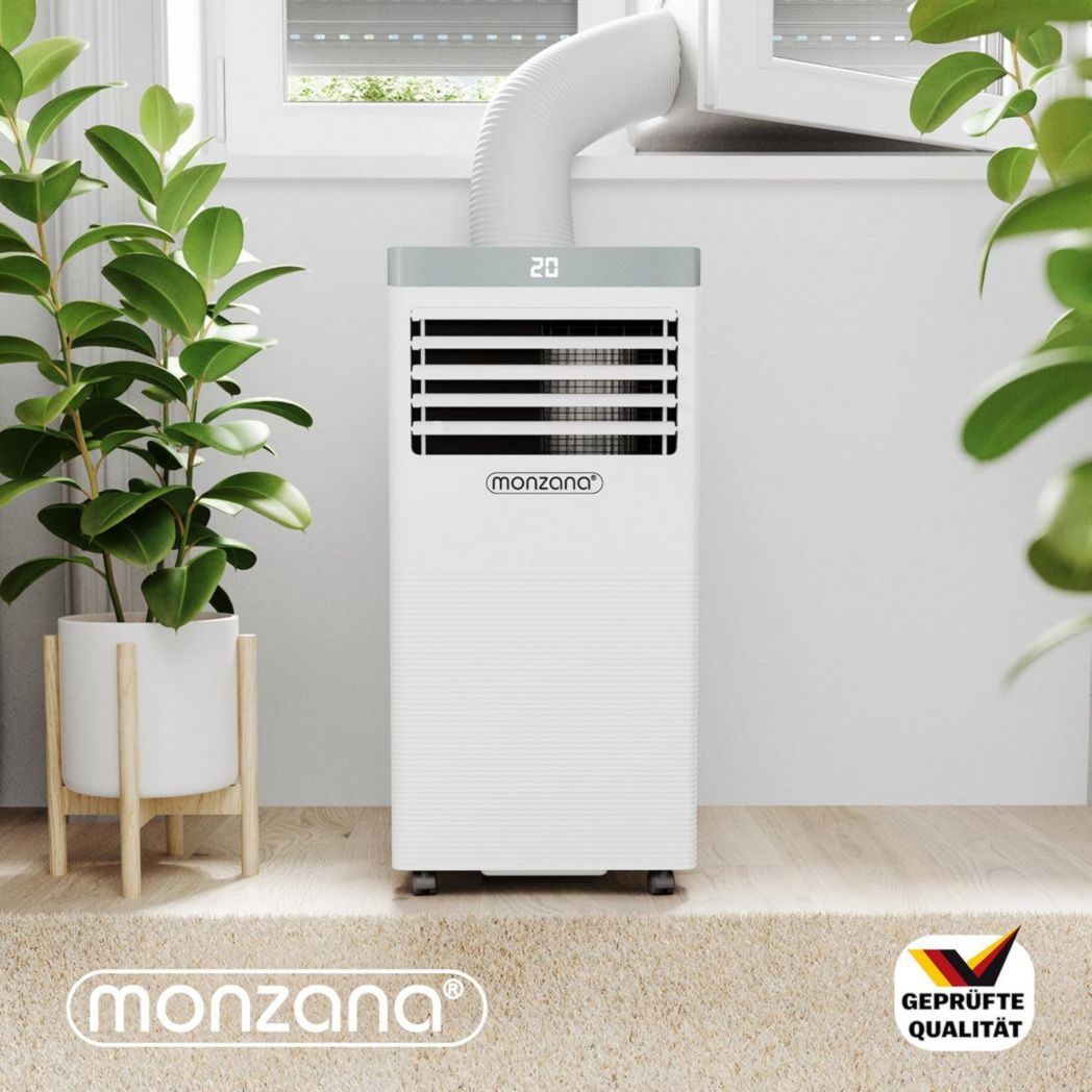 Climatiseur portable 4 en 1 Monzana® MZKA1000, refroidisseur d'air, 9 000 BTU/h, déshumidificateur, ventilateur, application Wi-Fi Alexa