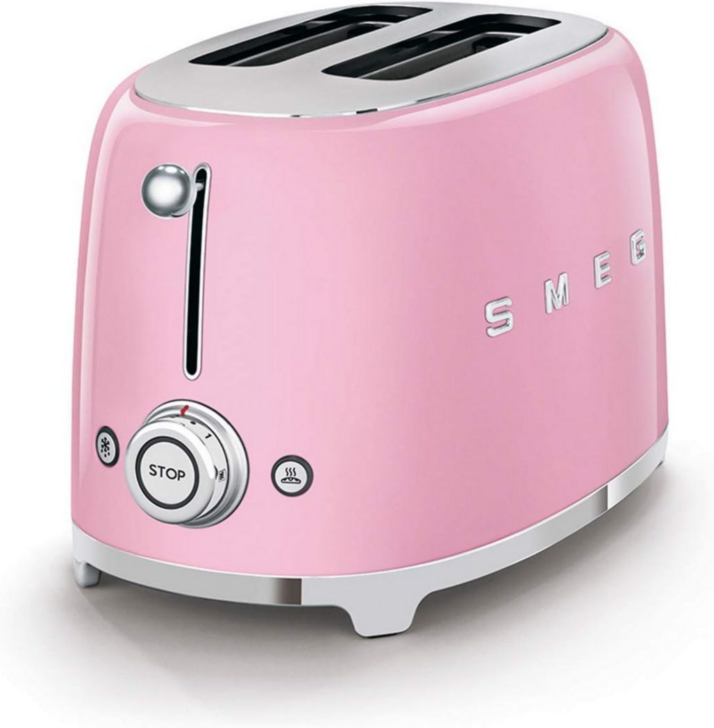 Smeg, Grille-pain 2 tranches TSF01BLEU, 2 fentes 36 mm, 6 niveaux de brunissage, fonctions chauffage, décongélation et bagel, éjection automatique du pain, tiroir ramasse-miettes, 950 W, noir