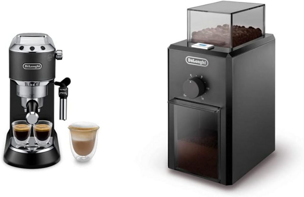 De'Longhi Dedica Style EC685.M, Machine à expresso avec buse à mousse de lait professionnelle, seulement 15 cm de large, réservoir de 1 L, boîtier en métal, compatible avec les dosettes ESE, métal