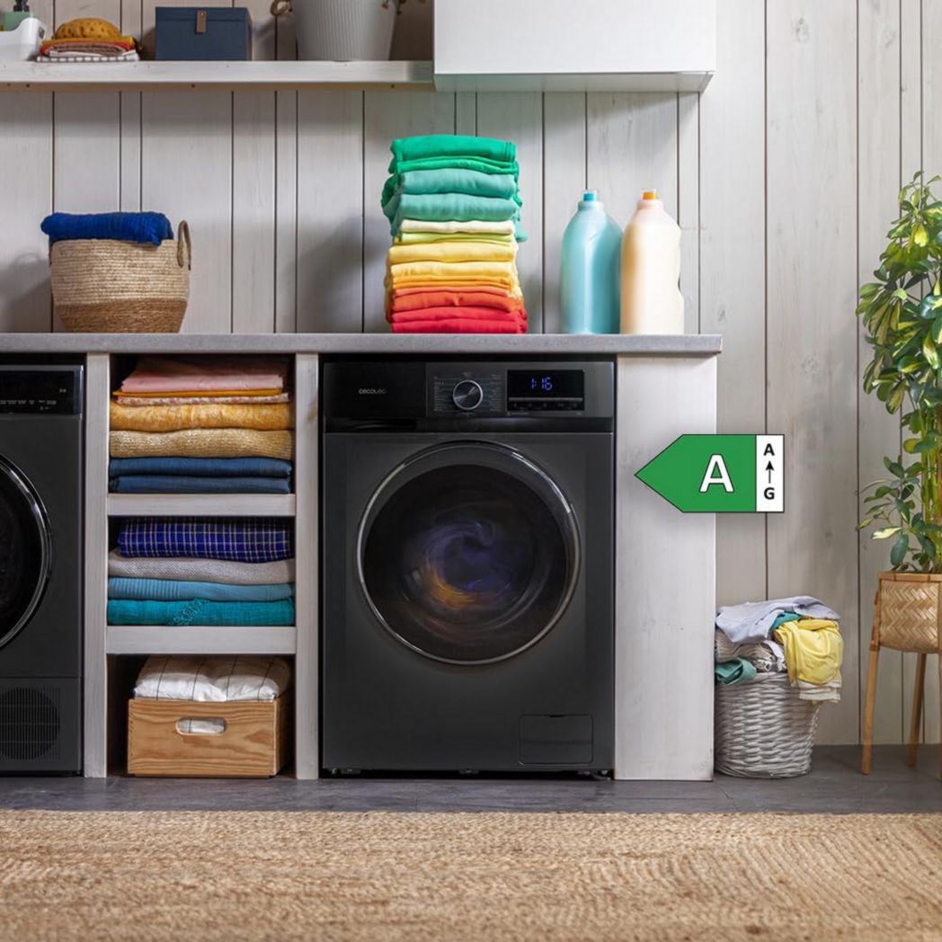 Cecotec Bolero Dresscode 10500 Inverter Steel A. Lave-linge 10 kg Acier, 1400 tr/min, moteur Inverter Plus, Vapeur, Classe A.