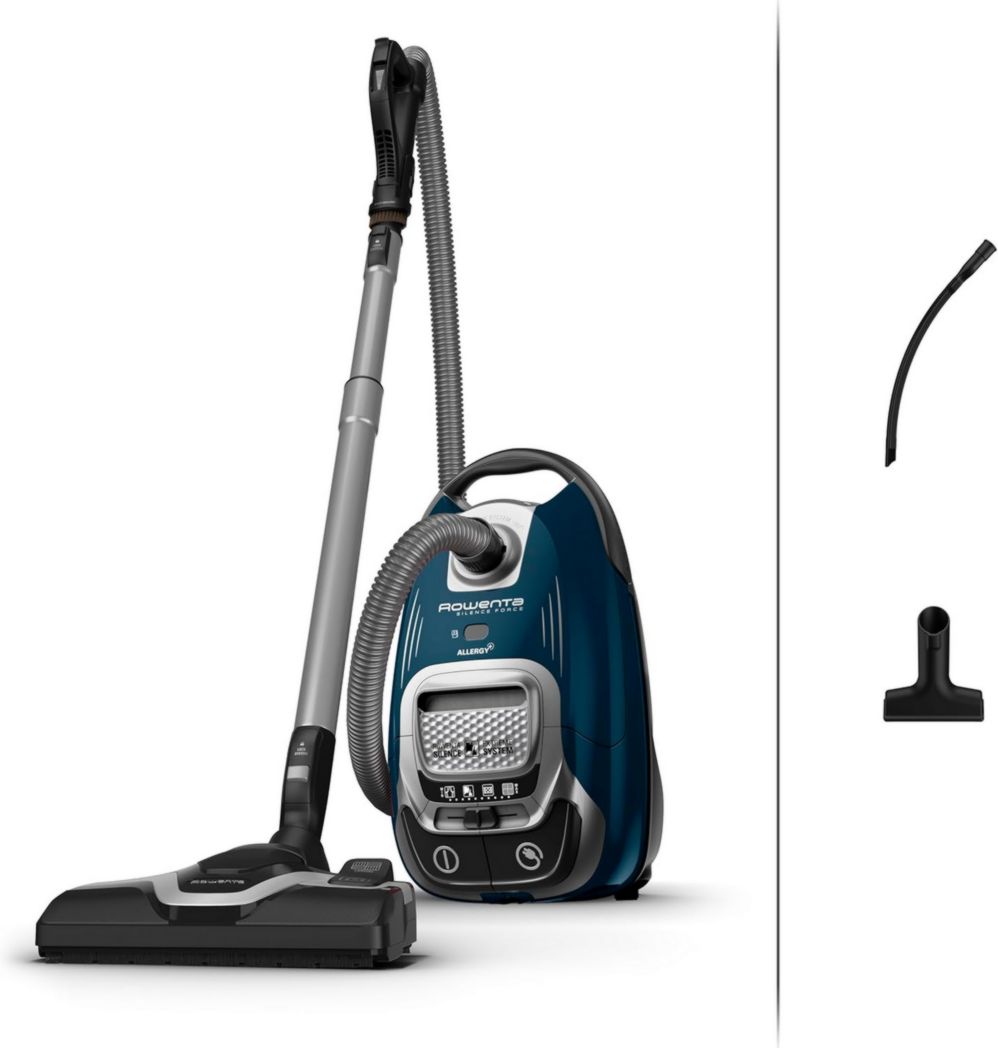 Aspirateur avec sac ROWENTA Silence Force Effitech, silencieux 57 dB(A), faible consommation, haute filtration, portée 12 m, fabriqué en France RO7451EA, bleu