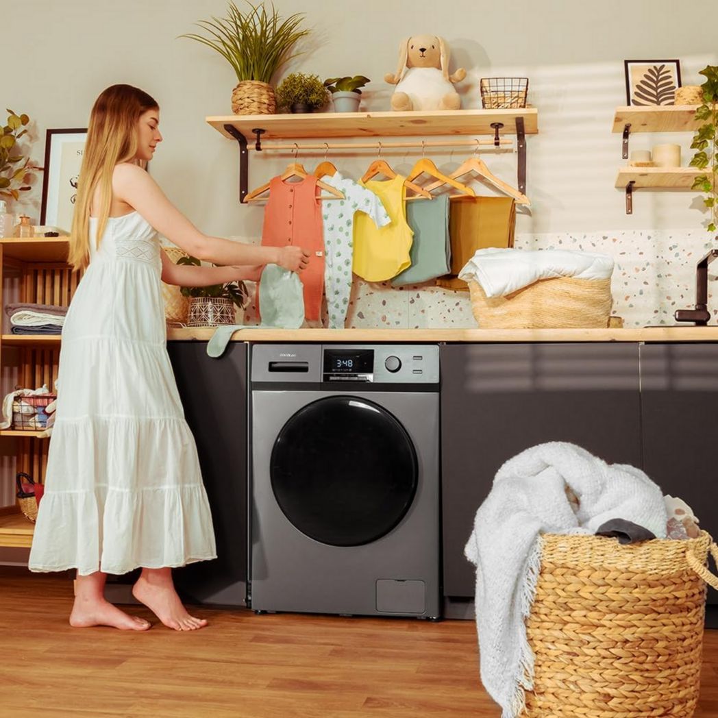 Lave-linge frontal Cecotec Bolero Dresscode 9410 Inverter A 9 kg. Puissance : 1 900 W, 1 400 tr/min réglable, 16 programmes, faible consommation d'énergie, vapeur, stérilisation du linge.