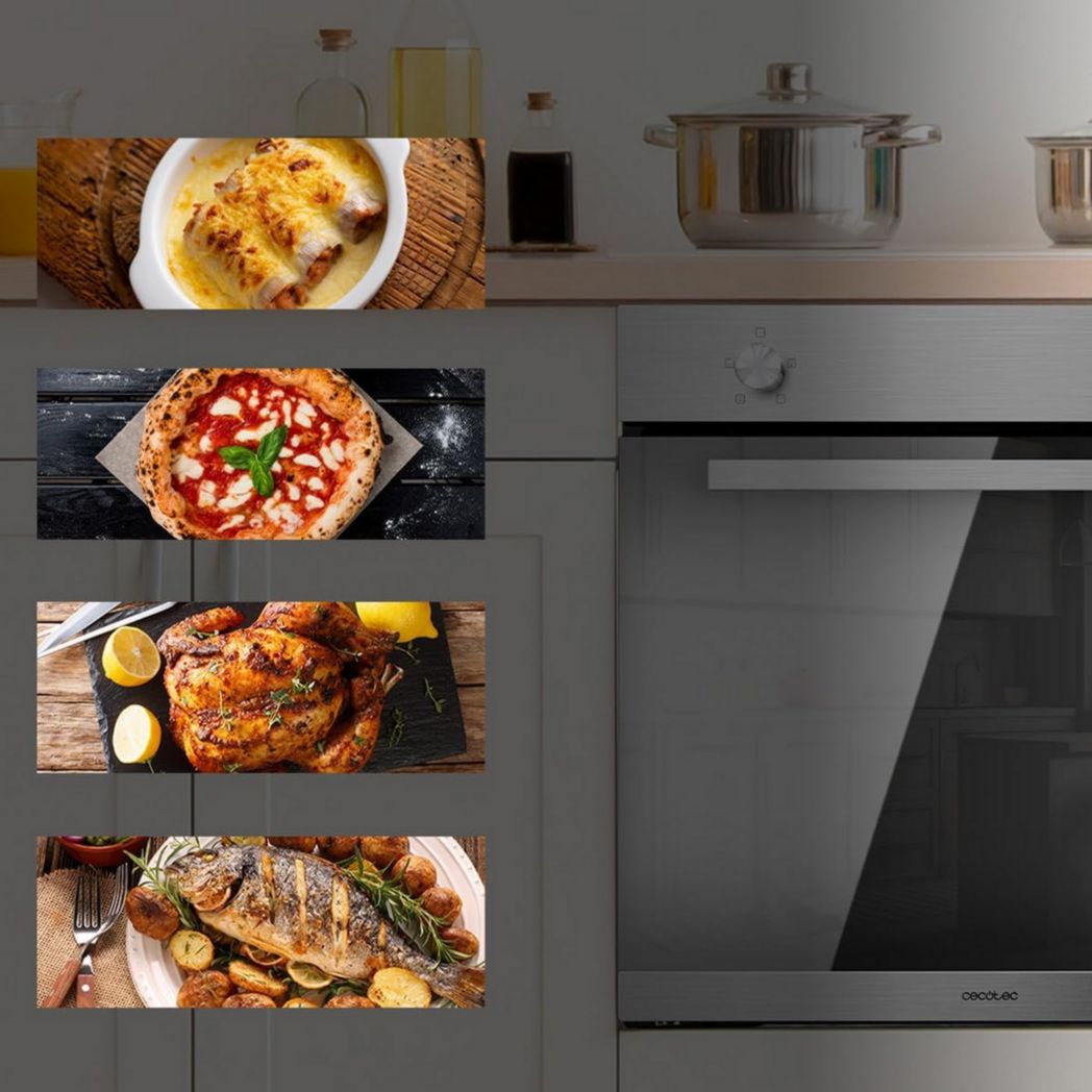 Four encastrable Cecotec Bolero Hexa C134500 Inox A 45 cm. 2600 W, capacité 56 L, basse consommation, 4 fonctions, minuterie, nettoyage vapeur, cuisson vapeur