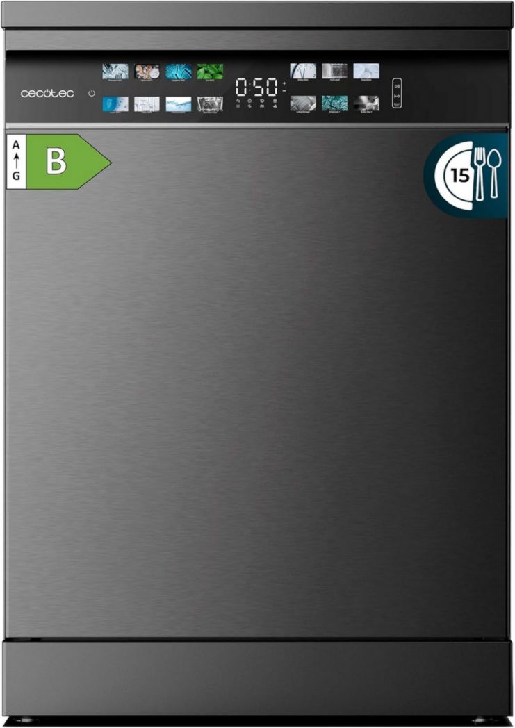 Lave-vaisselle Cecotec 60cm Bolero Aguazero 6700 B Lave-vaisselle blanc, 15 couverts, Classe B, moteur Inverter Plus, O2 Dry, Lavage Dual Zone, Plateau réglable, Turbo Dry+ et Demi-charge.