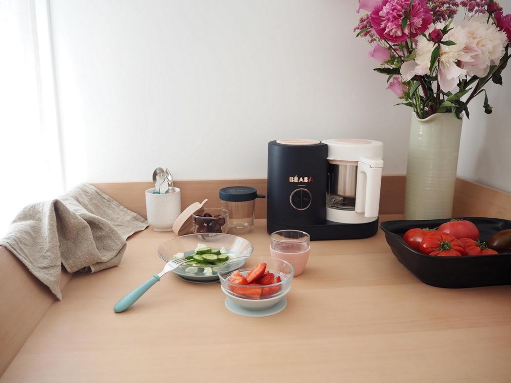 BÉABA, Babycook Néo, Mixeur et Cuiseur Vapeur 6 en 1, Robot Cuiseur Bébé Fabriqué en France, Bol en Verre, Cuve en Inox, Grande Capacité, Diversification des Aliments, Petits Pots Bébé Maison, Rapide, Eucalyptus