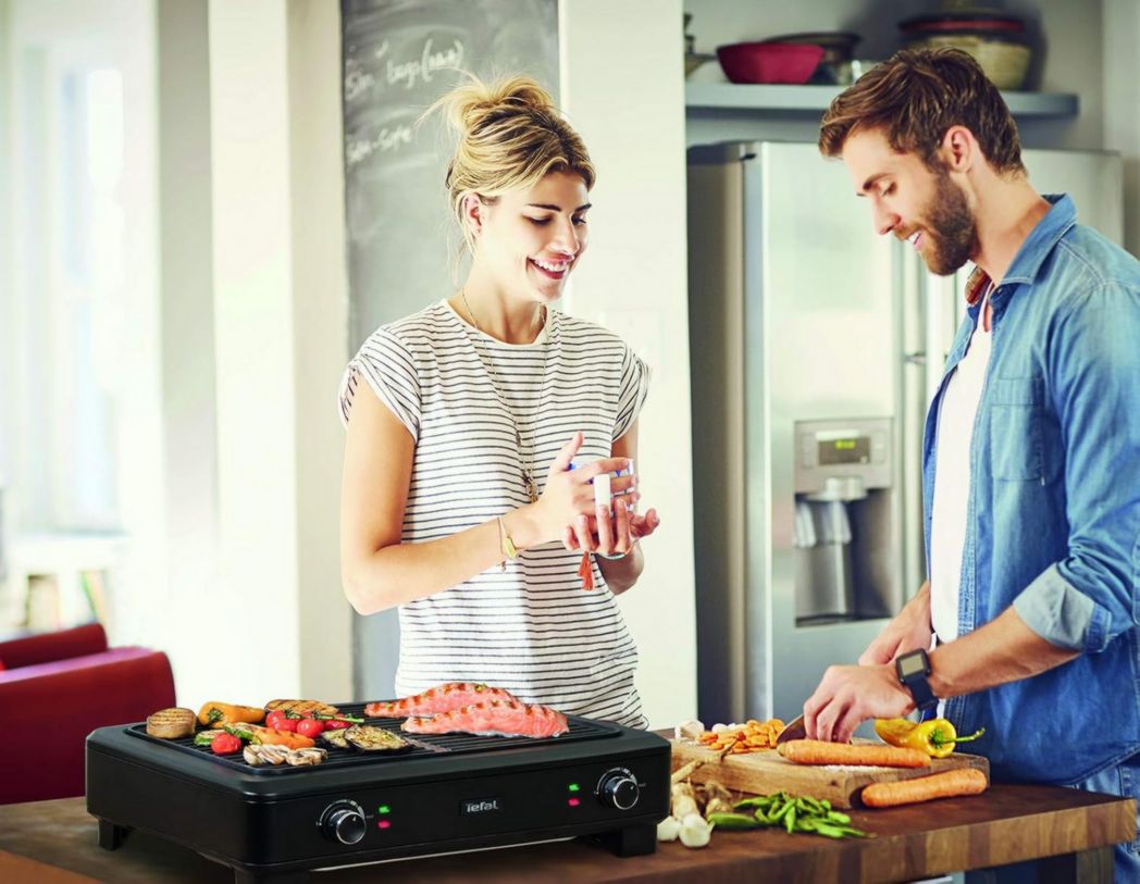 Barbecue électrique d'intérieur Tefal TG900812, presque sans fumée ni odeur, noir, taille unique