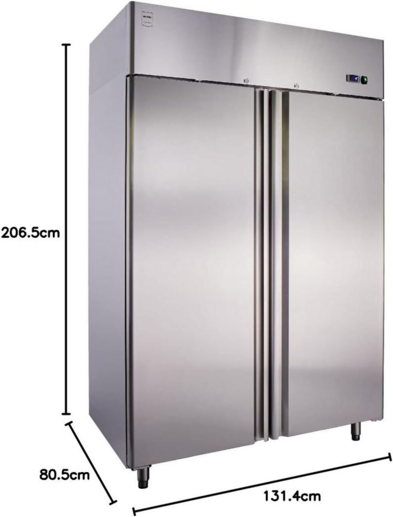 Armoire réfrigérée négative professionnelle METRO GFR1400, 131,4 x 80,5 x 206,5 cm, 940 L, refroidissement ventilé, 980 W, avec serrure, argent, réfrigérateur, congélateur, 2 portes, côte à côte