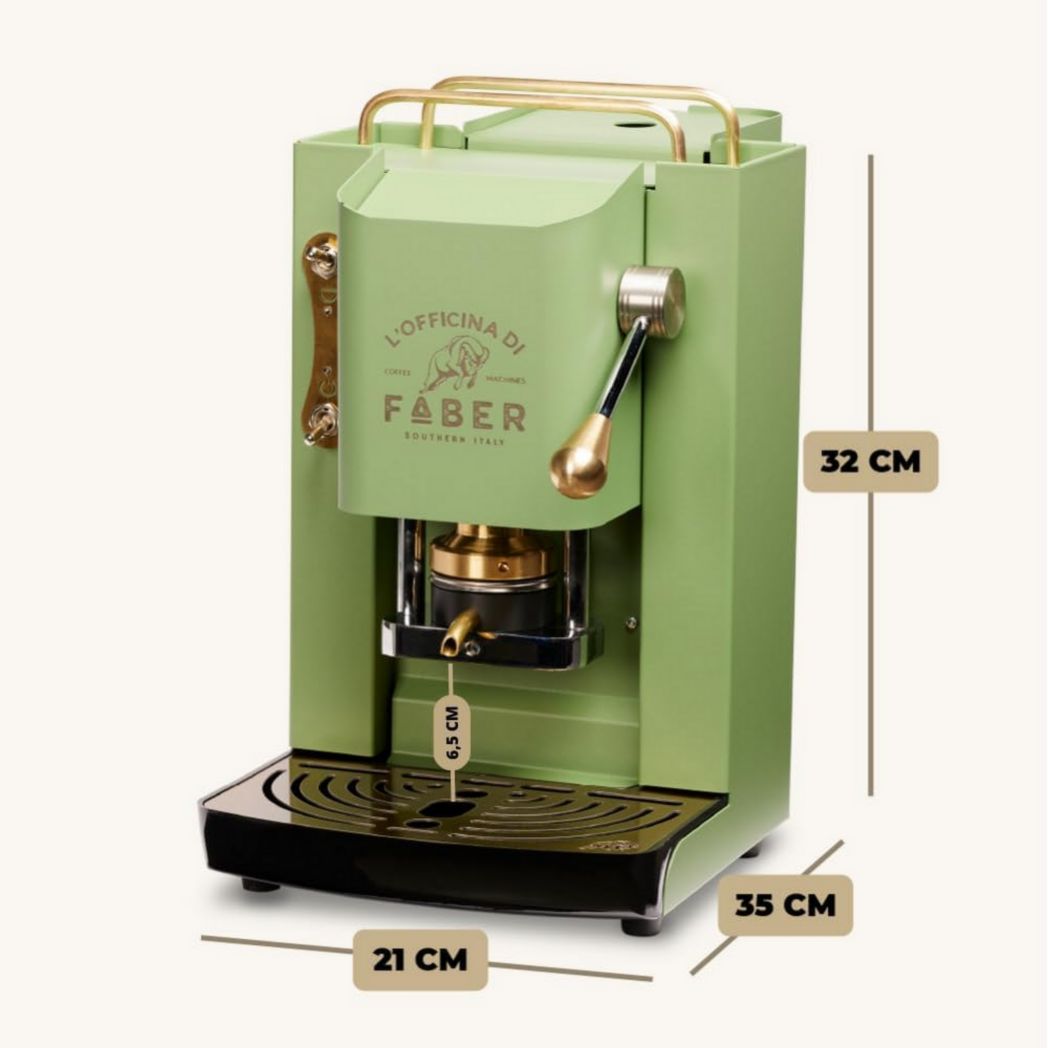 Machines à café Faber | Modèle Pro Total Inox Deluxe | Machine à café à dosettes 44 mm | Pressostat réglable en laiton | Électrovanne standard (laiton)