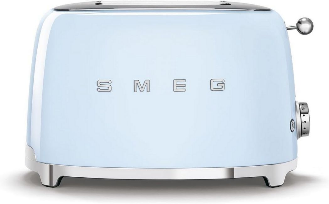 Smeg, Grille-pain 2 tranches TSF01BLEU, 2 fentes 36 mm, 6 niveaux de brunissage, fonctions chauffage, décongélation et bagel, éjection automatique du pain, tiroir ramasse-miettes, 950 W, noir